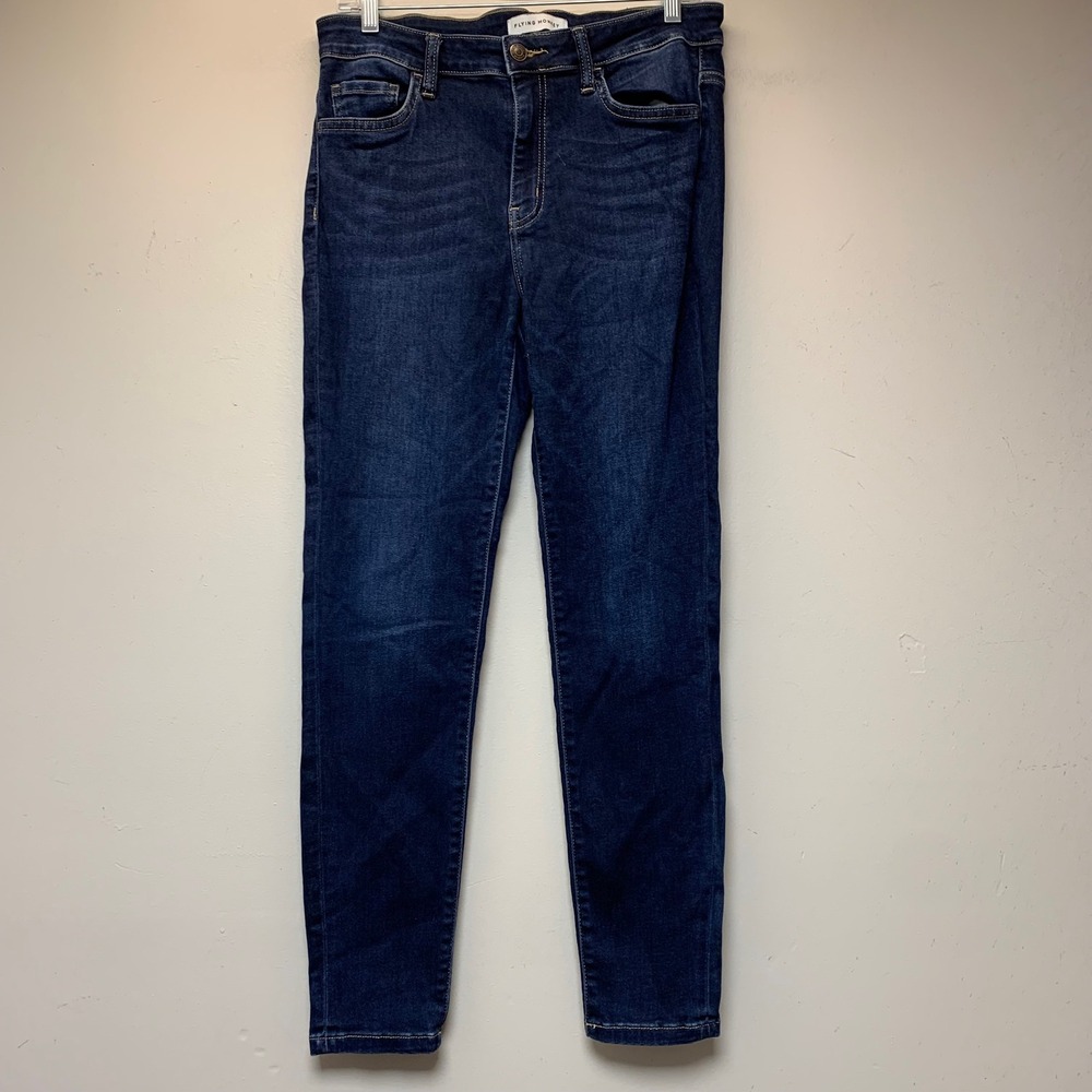 Flying Monkey Skinny Jeans Womens 30 Dark Blue Excellent Stretch High Rise G1009